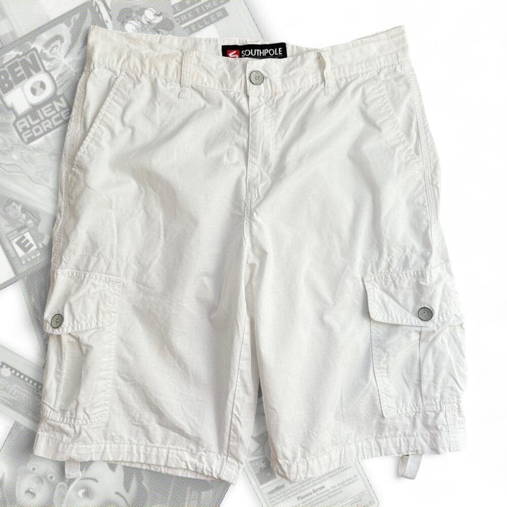 Y2K White Baggy‎ Southpole Cargo Shorts